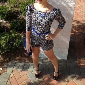 Black and grey print romper small by Ark & Co